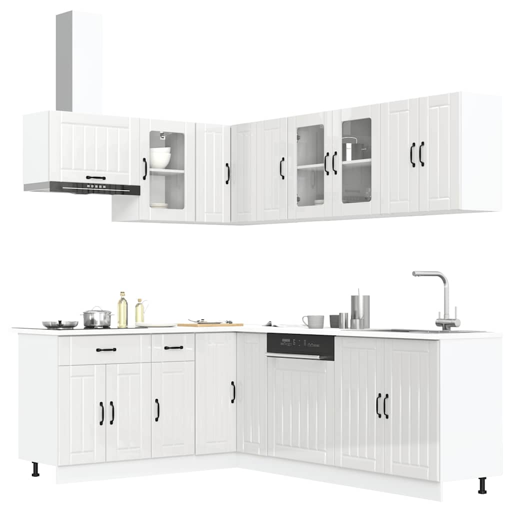 11 Piece Kitchen Cabinet Set Lucca Gloss White Engineered Wood