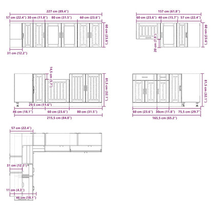 11 Piece Kitchen Cabinet Set Lucca Smoked Oak Engineered Wood