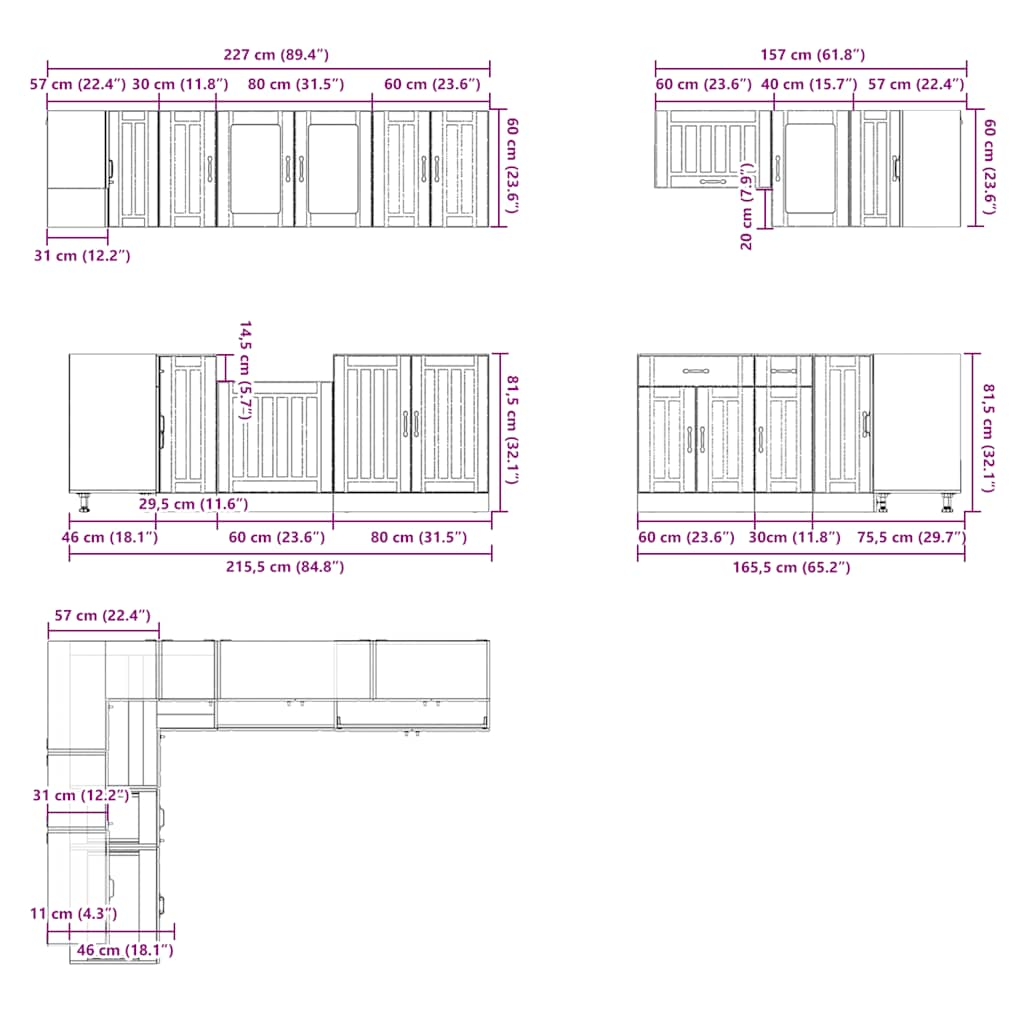 11 Piece Kitchen Cabinet Set Lucca Old Wood Engineered Wood