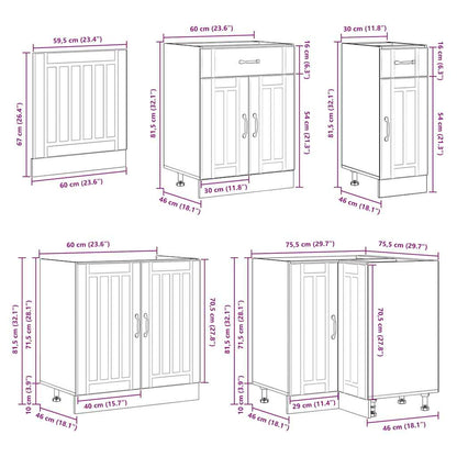 11 Piece Kitchen Cabinet Set Lucca Old Wood Engineered Wood