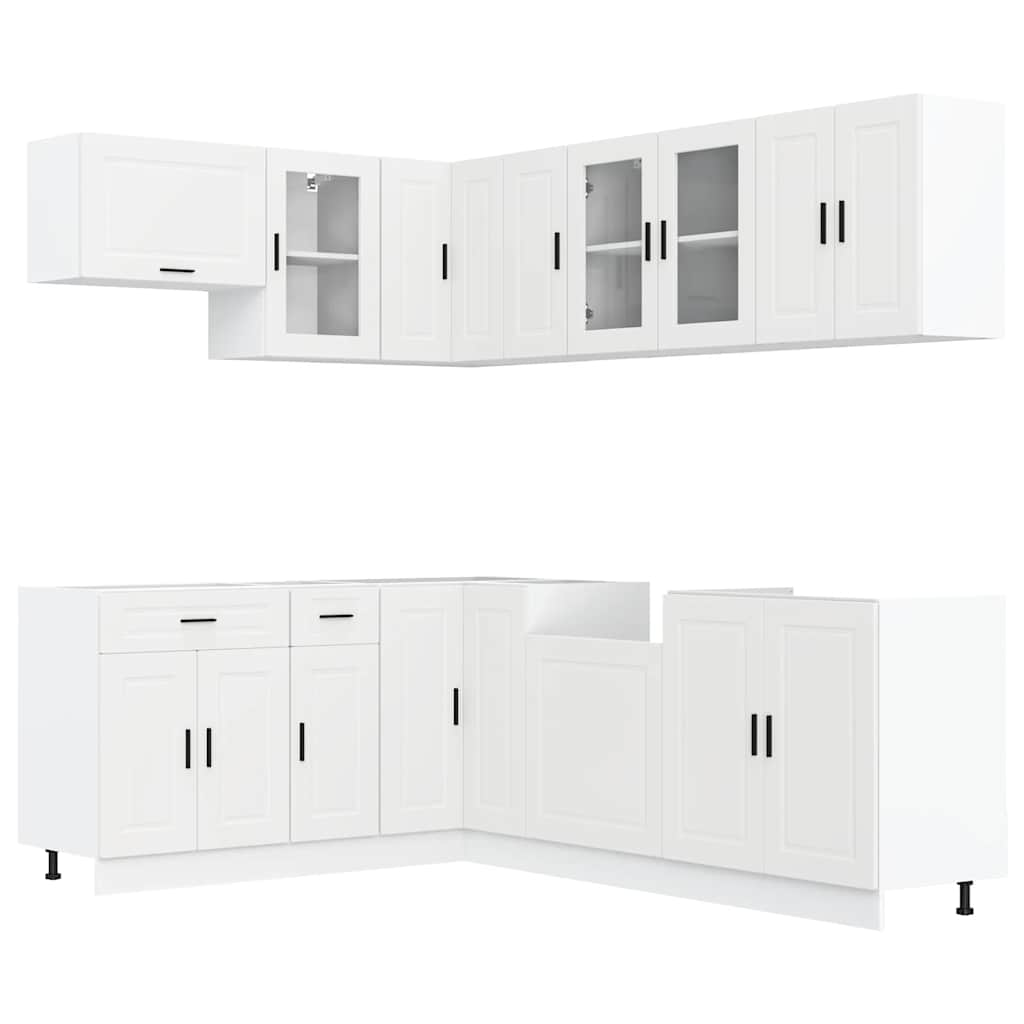 11 Piece Kitchen Cabinet Set Porto White Engineered Wood