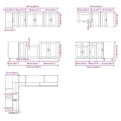 11 Piece Kitchen Cabinet Set Porto White Engineered Wood