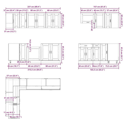 11 Piece Kitchen Cabinet Set Porto Black Engineered Wood