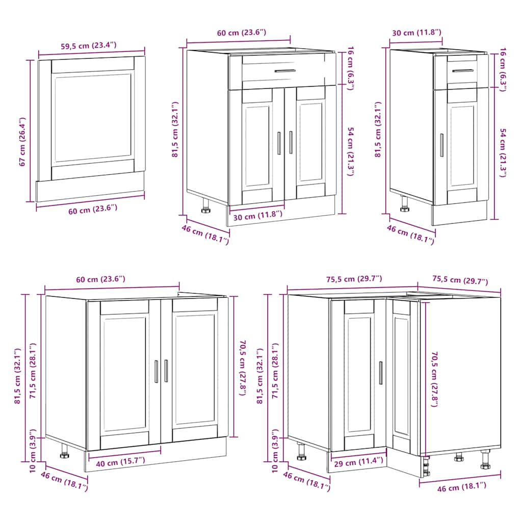 11 Piece Kitchen Cabinet Set Porto Grey Sonoma Engineered Wood