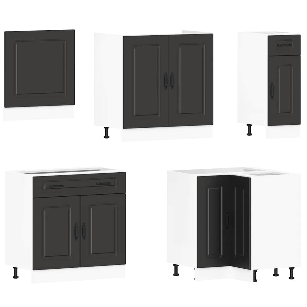 11 Piece Kitchen Cabinet Set Kalmar Black Engineered Wood