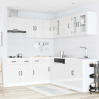 11 Piece Kitchen Cabinet Set Kalmar Gloss White Engineered Wood