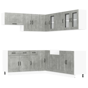 11 Piece Kitchen Cabinet Set Kalmar Concrete Grey Engineered Wood