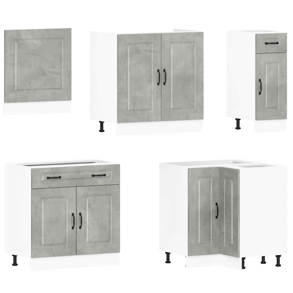 11 Piece Kitchen Cabinet Set Kalmar Concrete Grey Engineered Wood