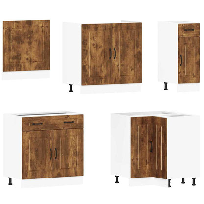 11 Piece Kitchen Cabinet Set Kalmar Smoked Oak Engineered Wood