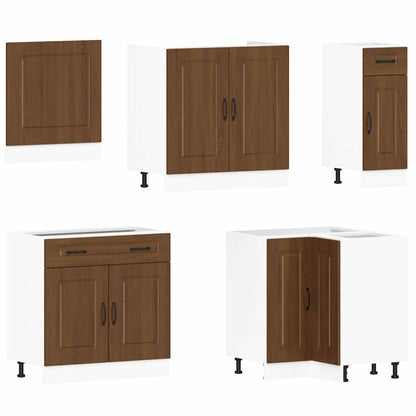 11 Piece Kitchen Cabinet Set Kalmar Brown Oak Engineered Wood