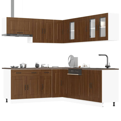 11 Piece Kitchen Cabinet Set Kalmar Brown Oak Engineered Wood