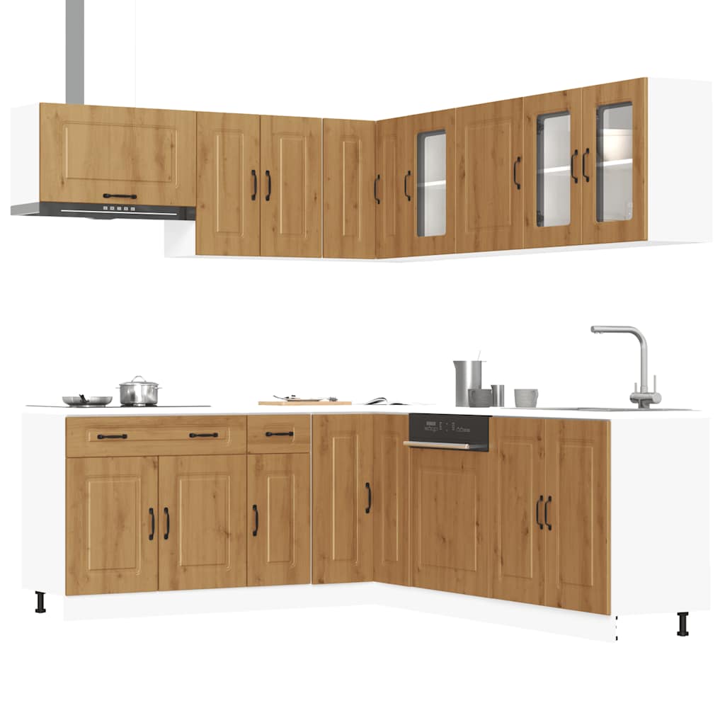 11 Piece Kitchen Cabinet Set Kalmar Artisan Oak Engineered Wood