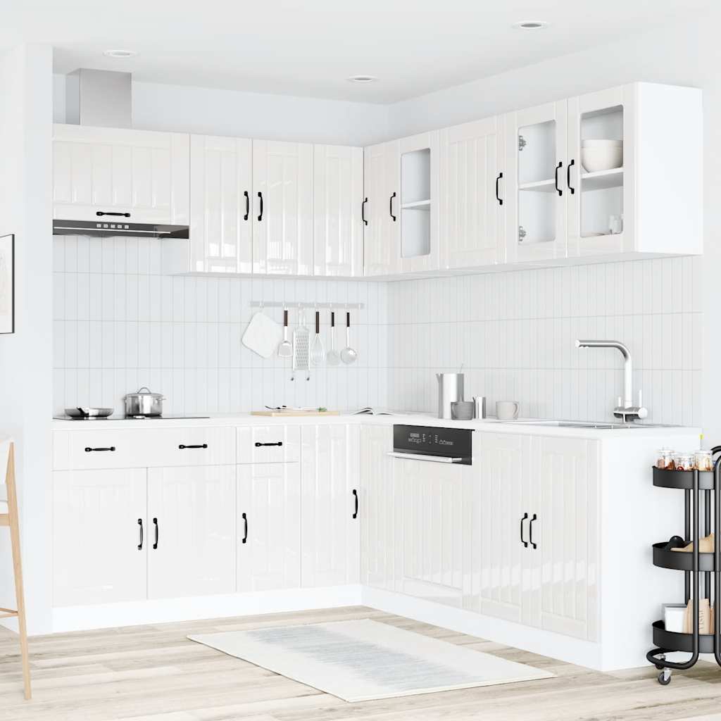 11 Piece Kitchen Cabinet Set Lucca Gloss White Engineered Wood