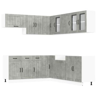 11 Piece Kitchen Cabinet Set Lucca Concrete Grey Engineered Wood