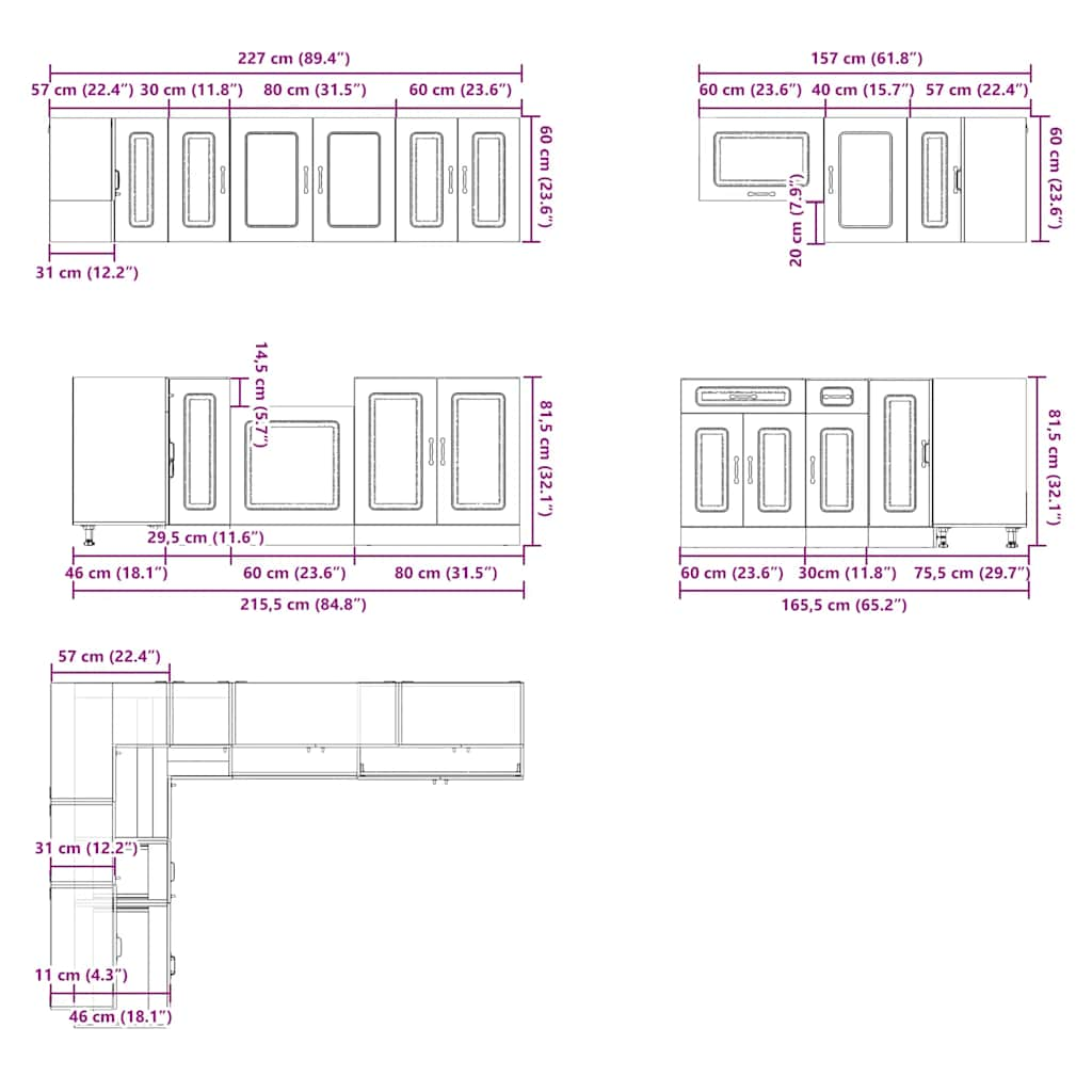 11 Piece Kitchen Cabinet Set Lucca Concrete Grey Engineered Wood