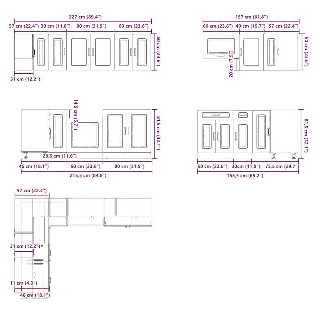 11 Piece Kitchen Cabinet Set Lucca Grey Sonoma Engineered Wood