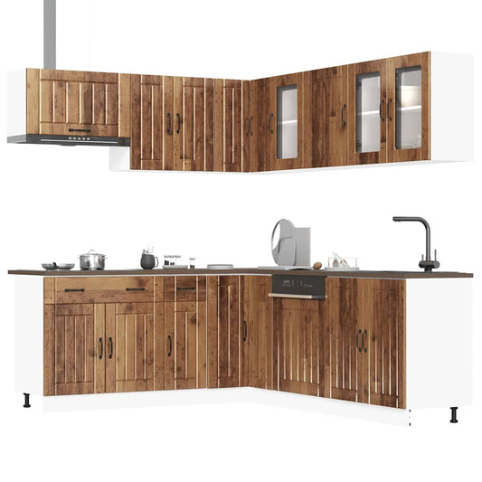 11 Piece Kitchen Cabinet Set Lucca Old Wood Engineered Wood