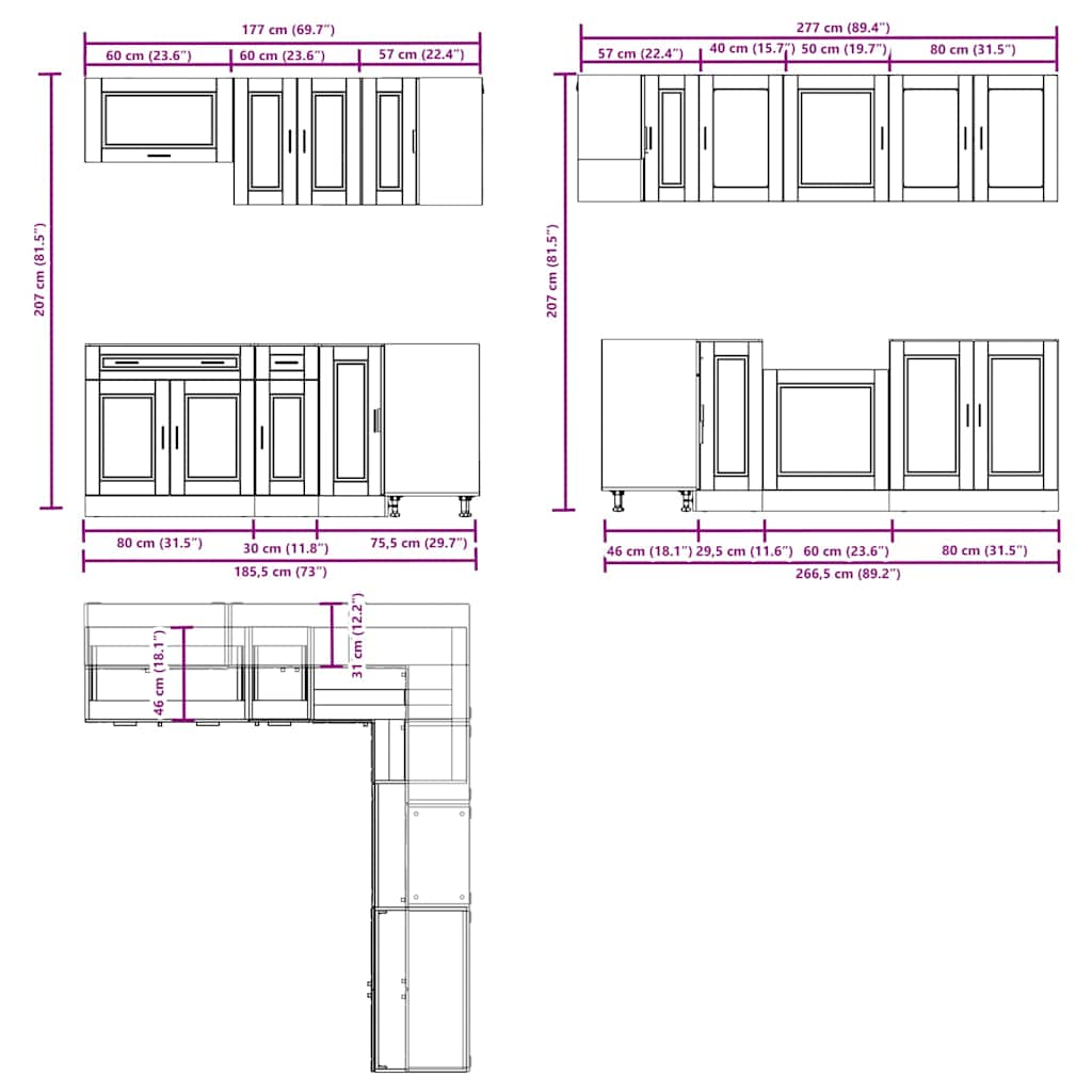 11 Piece Kitchen Cabinet Set Porto White Engineered Wood