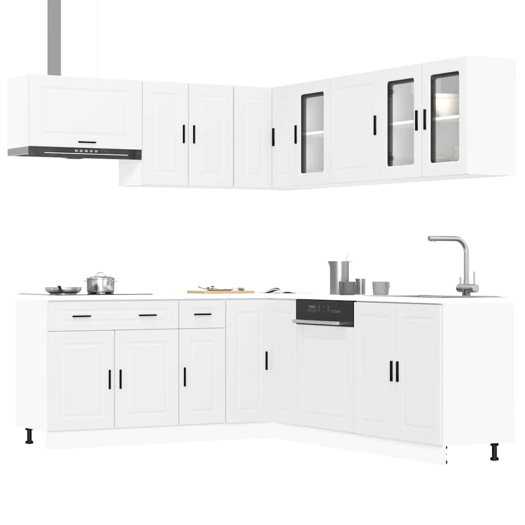 11 Piece Kitchen Cabinet Set Porto White Engineered Wood