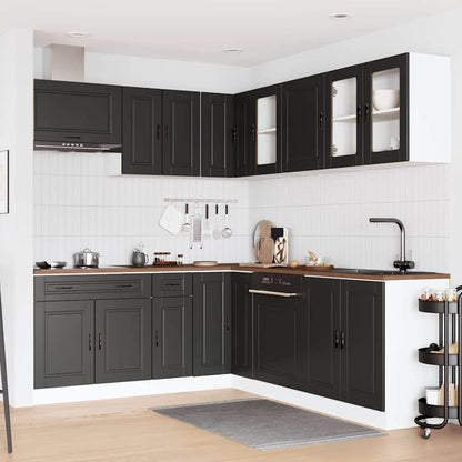 11 Piece Kitchen Cabinet Set Porto Black Engineered Wood