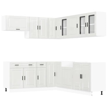 11 Piece Kitchen Cabinet Set Porto Gloss White Engineered Wood