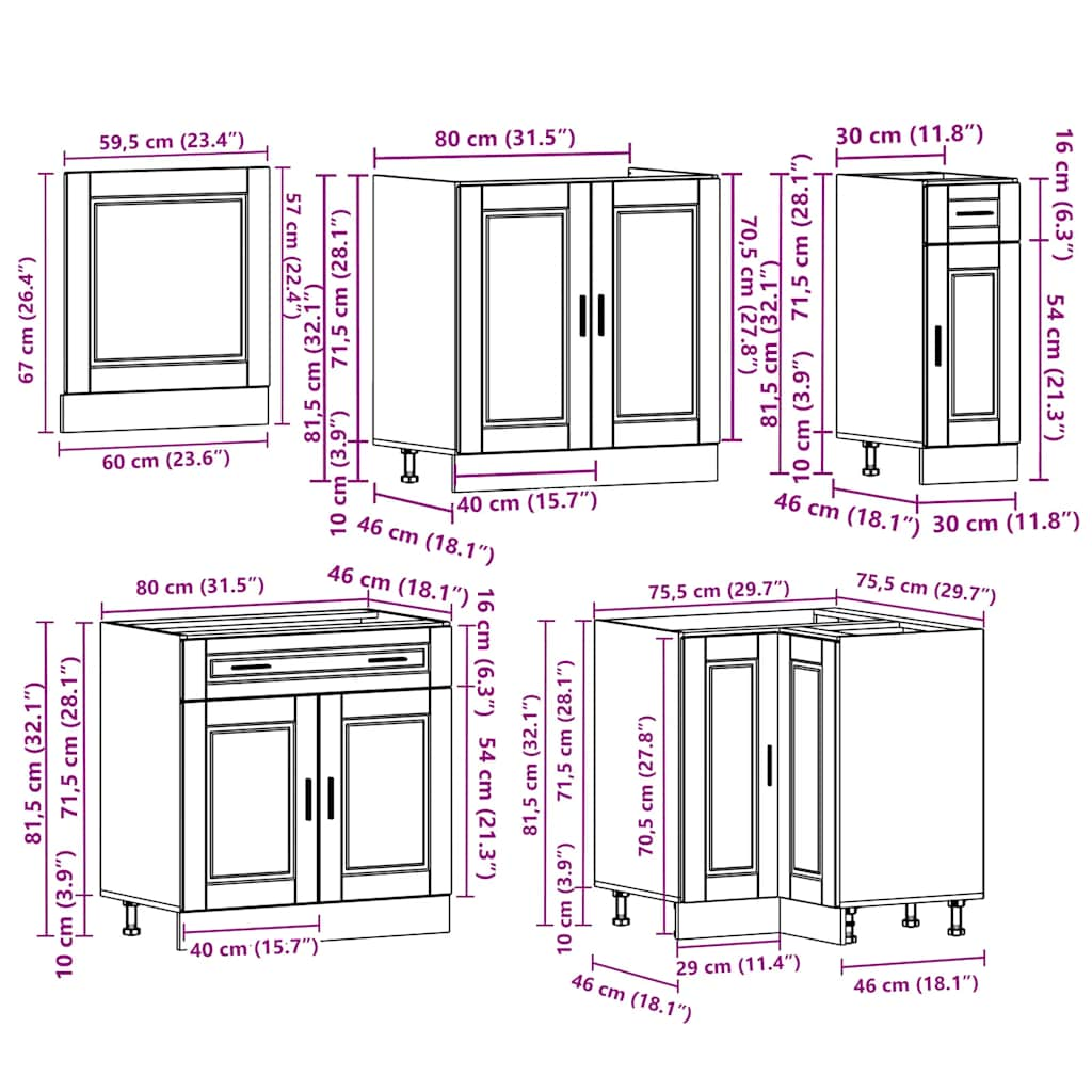 11 Piece Kitchen Cabinet Set Porto Gloss White Engineered Wood