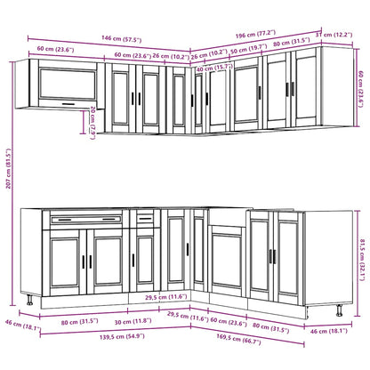 11 Piece Kitchen Cabinet Set Porto Sonoma Oak Engineered Wood