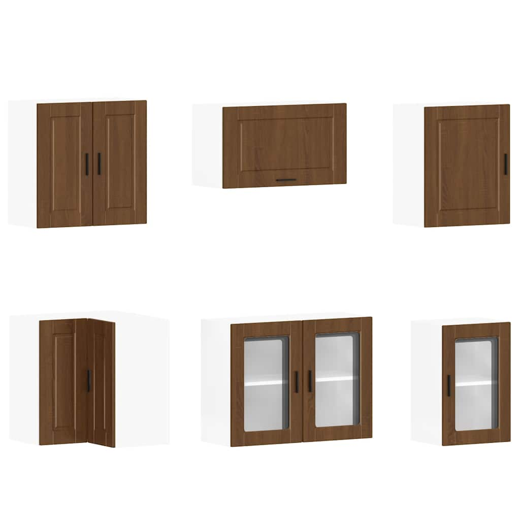 11 Piece Kitchen Cabinet Set Porto Brown Oak Engineered Wood