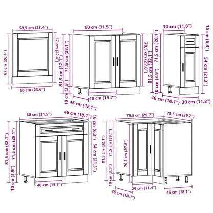 11 Piece Kitchen Cabinet Set Porto Old Wood Engineered Wood