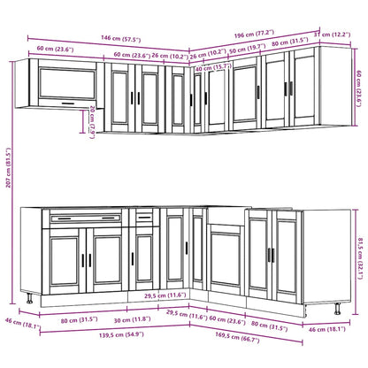 11 Piece Kitchen Cabinet Set Porto Artisan Oak Engineered Wood
