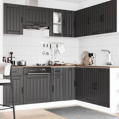 11 Piece Kitchen Cabinet Set Kalmar Black Engineered Wood