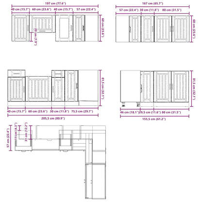 11 Piece Kitchen Cabinet Set Kalmar Brown Oak Engineered Wood