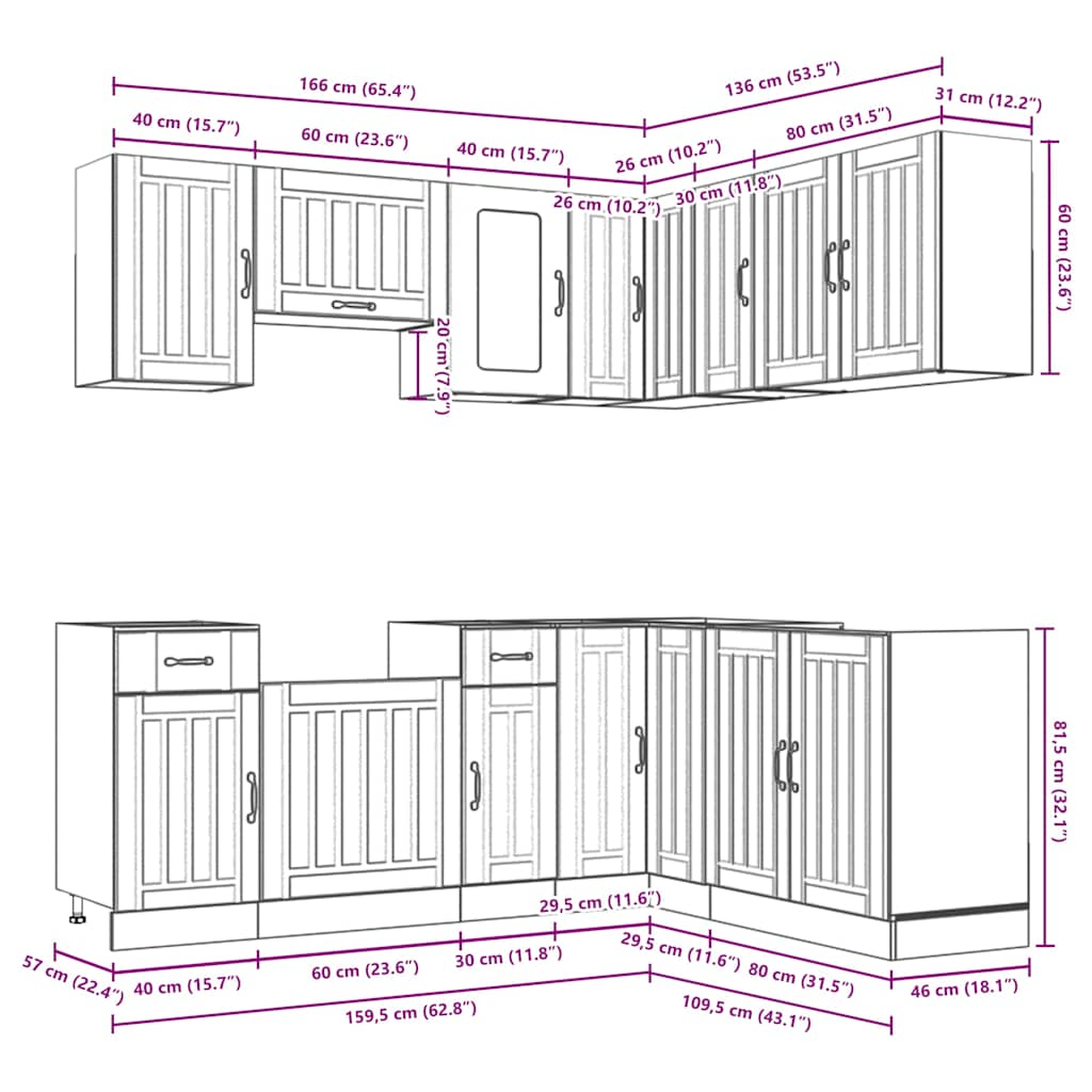 11 Piece Kitchen Cabinet Set Lucca White Engineered Wood