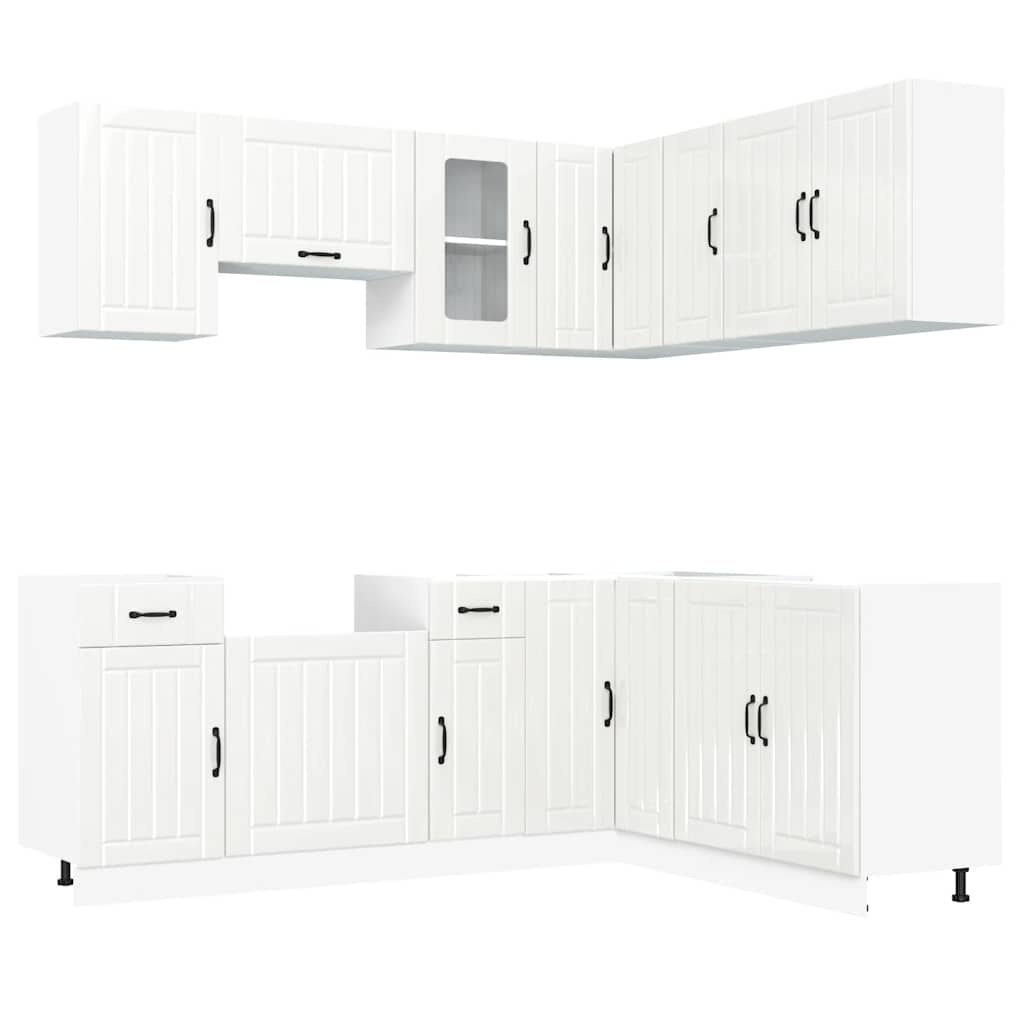 11 Piece Kitchen Cabinet Set Lucca Gloss White Engineered Wood