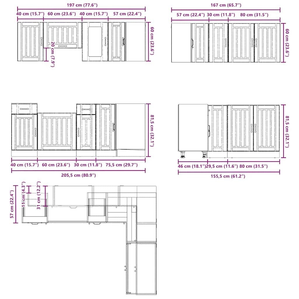 11 Piece Kitchen Cabinet Set Lucca Concrete Grey Engineered Wood