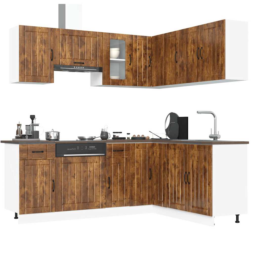 11 Piece Kitchen Cabinet Set Lucca Smoked Oak Engineered Wood