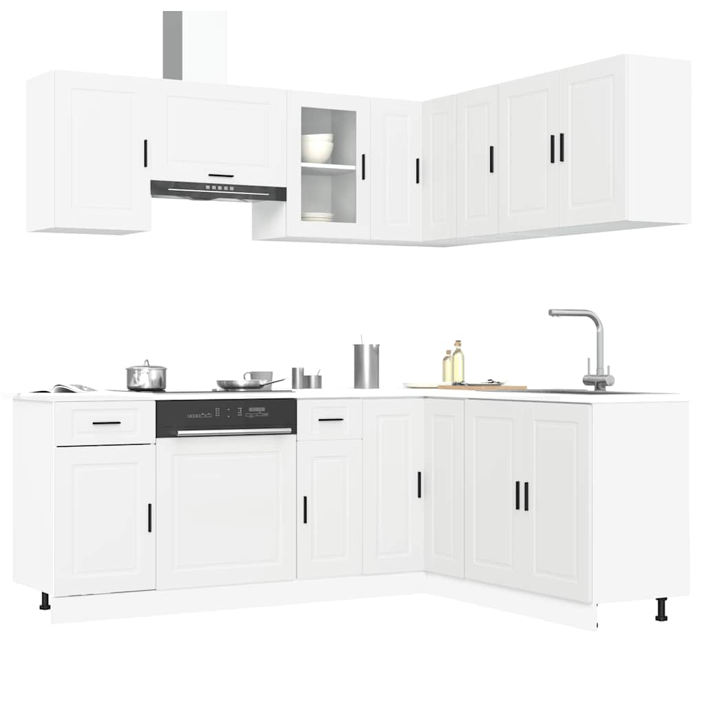 11 Piece Kitchen Cabinet Set Porto White Engineered Wood