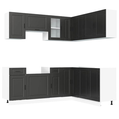 11 Piece Kitchen Cabinet Set Porto Black Engineered Wood