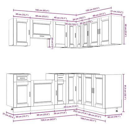 11 Piece Kitchen Cabinet Set Porto Black Engineered Wood