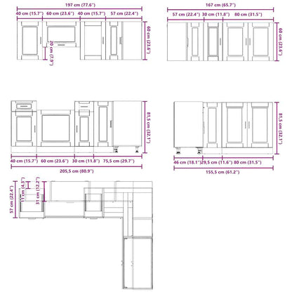 11 Piece Kitchen Cabinet Set Porto Black Engineered Wood