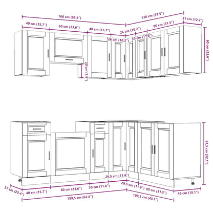 11 Piece Kitchen Cabinet Set Porto Gloss White Engineered Wood