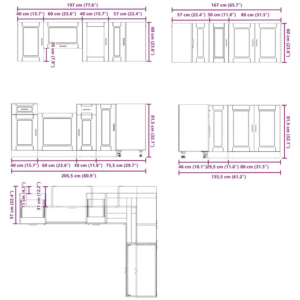 11 Piece Kitchen Cabinet Set Porto Gloss White Engineered Wood