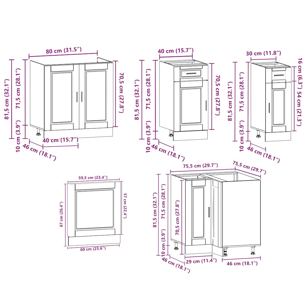 11 Piece Kitchen Cabinet Set Porto Sonoma Oak Engineered Wood