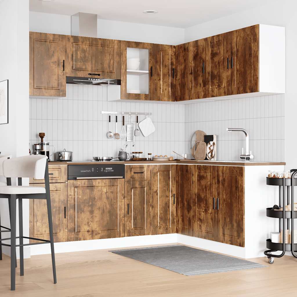 11 Piece Kitchen Cabinet Set Porto Smoked Oak Engineered Wood