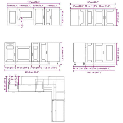 11 Piece Kitchen Cabinet Set Porto Smoked Oak Engineered Wood