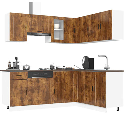 11 Piece Kitchen Cabinet Set Porto Smoked Oak Engineered Wood