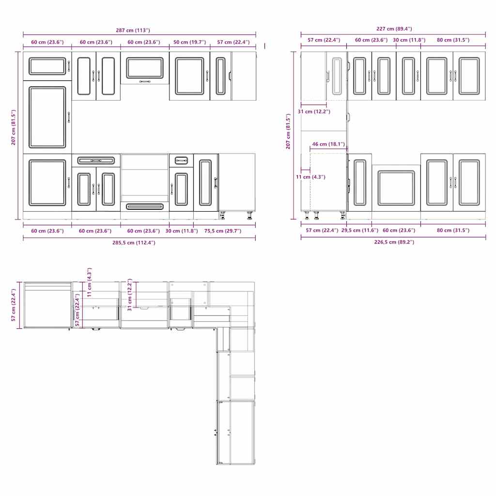 14 Piece Kitchen Cabinet Set Kalmar Gloss White Engineered Wood