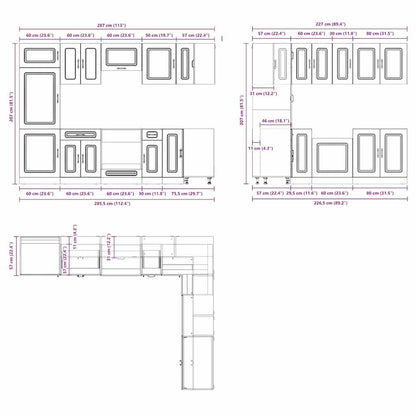 14 Piece Kitchen Cabinet Set Kalmar Gloss White Engineered Wood