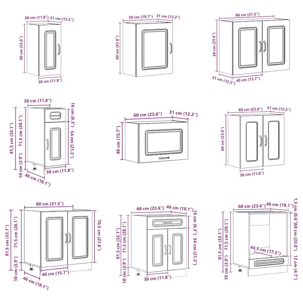 14 Piece Kitchen Cabinet Set Kalmar Gloss White Engineered Wood