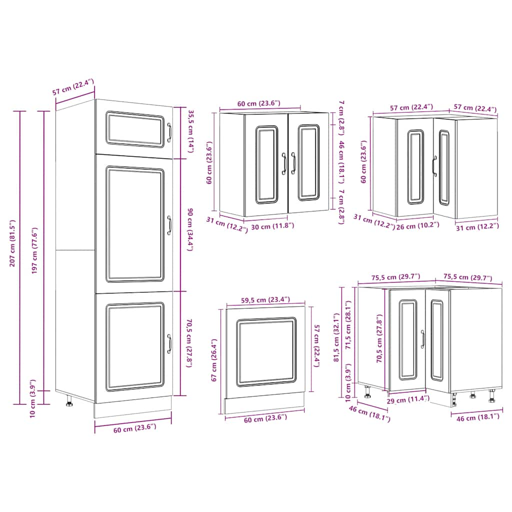 14 Piece Kitchen Cabinet Set Kalmar Gloss White Engineered Wood